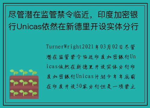 尽管潜在监管禁令临近，印度加密银行Unicas依然在新德里开设实体分行 